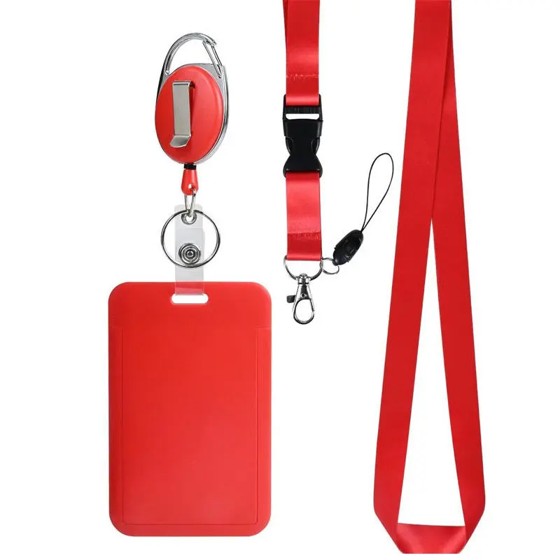 Student Bus Credential ID Card Protective Cover Keyring School Access Door Card Credit Card Holder Set Neck Lanyard Key Chain