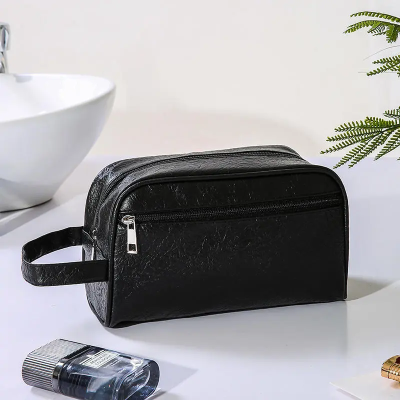 Men Business Travel Wash Toiletry Bag Waterproof PU Leather Bathroom Shaving Tools Organizer Bag Makeup Pouch Women Cosmetic Bag