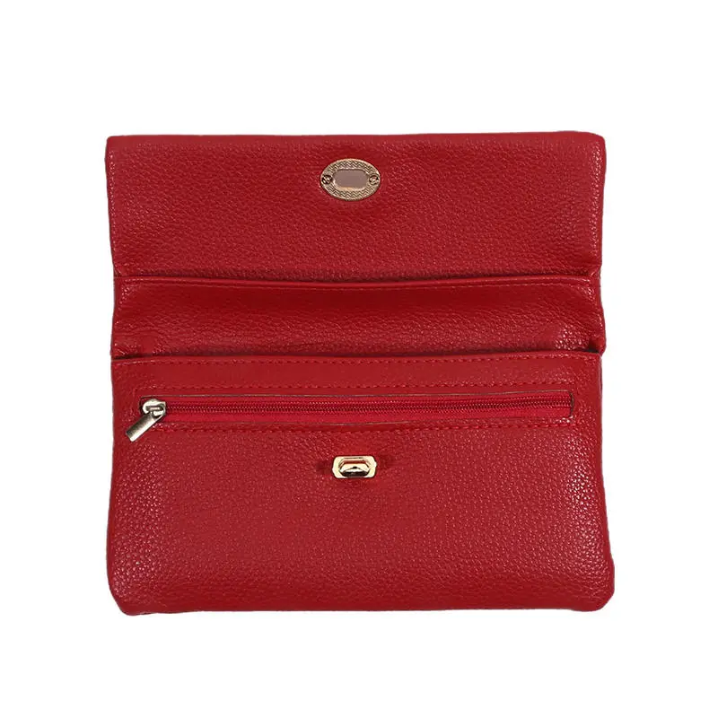 Fashion Soft PU Leather Wallet Multi-layer Zipper Elegant Coin Purse Metal Buckle Multifunctional Clutch Bag Gift Card Holder