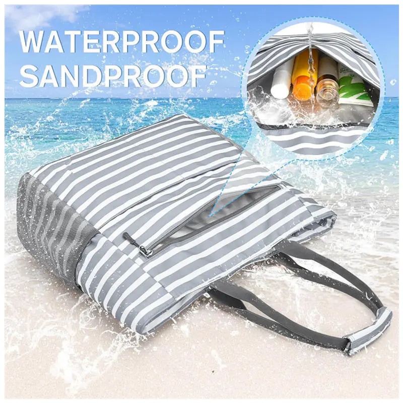 Beach Tote Bag Large Size Waterproof And Sand Proof Foldable Large Capacity Foldable Portable Handheld Storage Bag