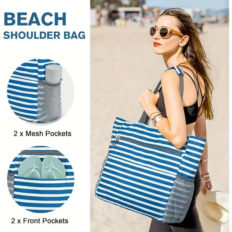 Beach Tote Bag Large Size Waterproof And Sand Proof Foldable Large Capacity Foldable Portable Handheld Storage Bag