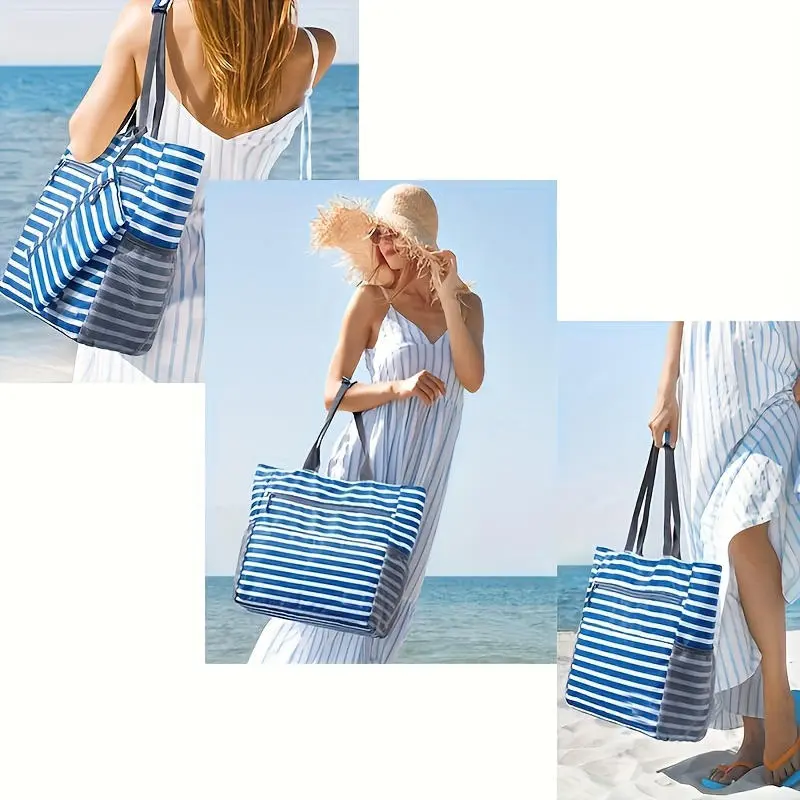 Beach Tote Bag Large Size Waterproof And Sand Proof Foldable Large Capacity Foldable Portable Handheld Storage Bag