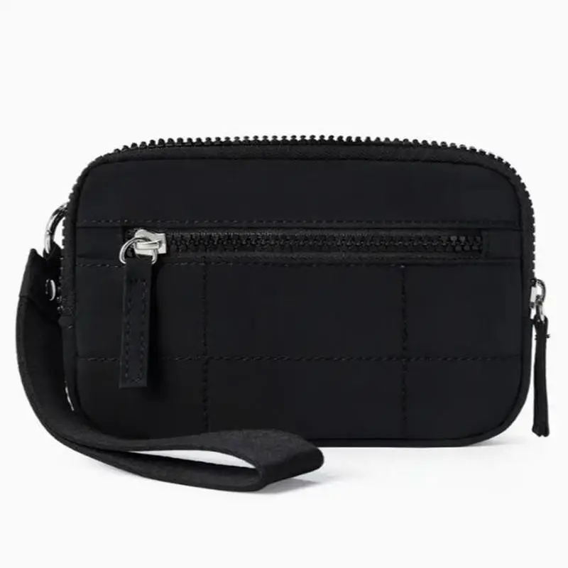 Puffer Wristlet Wallets For Women, Nylon Quilted Wallet With 3-Zipper Purse For Travel Credit Card Holder Phone Organizer