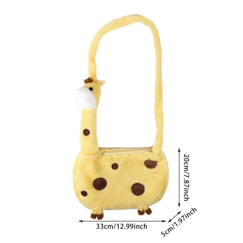 Trendy Cute Giraffe Plush Doll Bags Cartoon Animal Large Capacity Crossbody Bag Shoulder Cosmetic Bag Girly Backpack Gifts