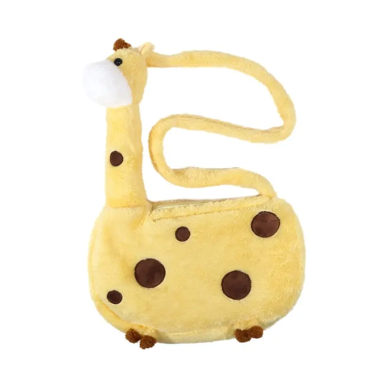 Trendy Cute Giraffe Plush Doll Bags Cartoon Animal Large Capacity Crossbody Bag Shoulder Cosmetic Bag Girly Backpack Gifts