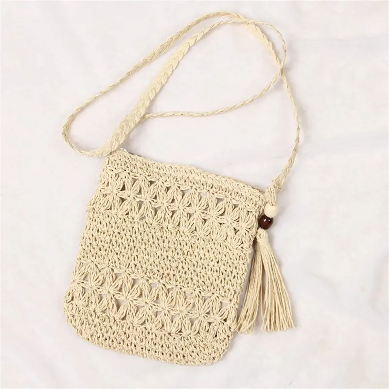 Beach Straw Shoulder Bag Women Casual Crossbody Bag All-match Handbag Square Shape Tassel Hollow Rattan Bag Fashion High Quality