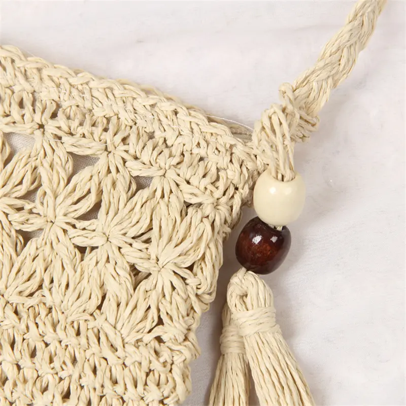 Beach Straw Shoulder Bag Women Casual Crossbody Bag All-match Handbag Square Shape Tassel Hollow Rattan Bag Fashion High Quality