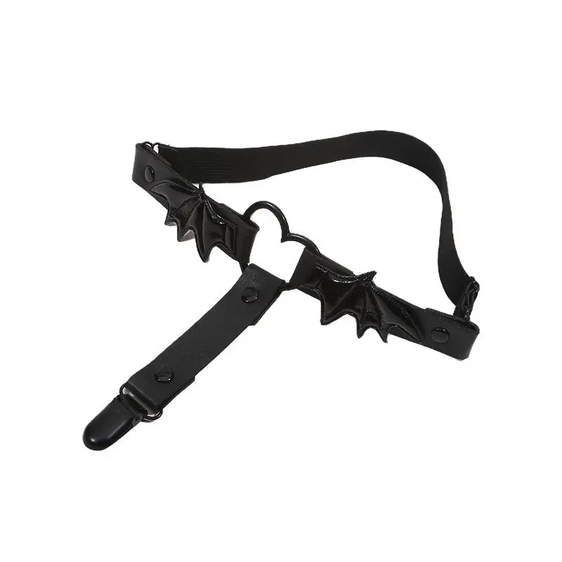 Gothic Punk Style Heart Thigh Chain Garter Sexy Belt Leg For Women Harness With Bat Wings Rope Personality Accessories 1 Pair