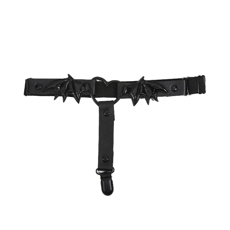 Gothic Punk Style Heart Thigh Chain Garter Sexy Belt Leg For Women Harness With Bat Wings Rope Personality Accessories 1 Pair