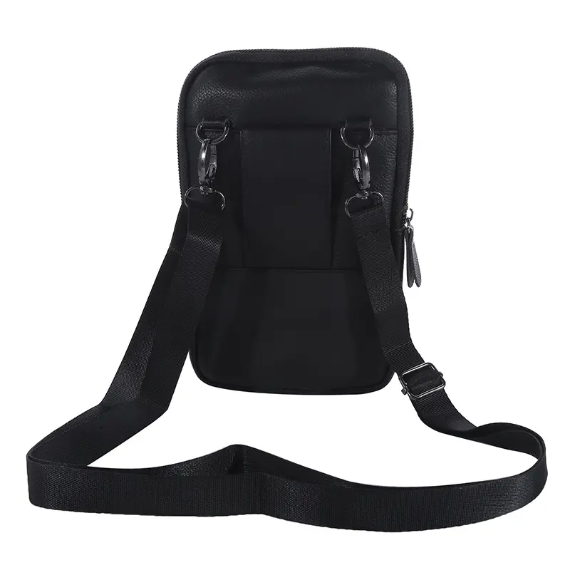 Leather Waist Bag Men's Mobile Phone Bag Waterproof Wearing Belt Luxury Bag Outdoor Sports One Shoulder Small Bag Shoulder Bag