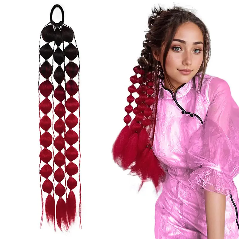 Synthetic Braiding Hair ponytail female colorful light braid cage bubble braid fashion stage and party braid for women and kids