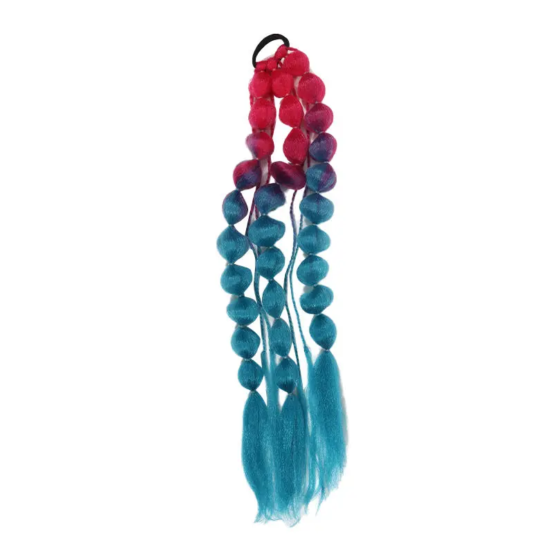 Synthetic Braiding Hair ponytail female colorful light braid cage bubble braid fashion stage and party braid for women and kids
