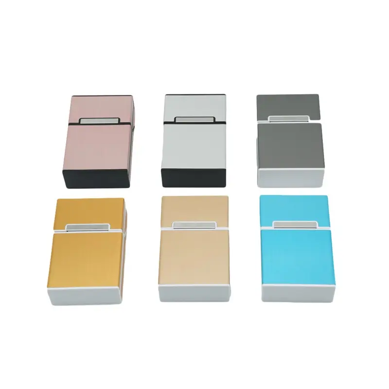 1Pc Candy Color Cigarette Case 20Pcs Cigarettes Capacity  Fashion Aluminum Cigarettes Case Magnetic Buckle Tobacco Box Women Men