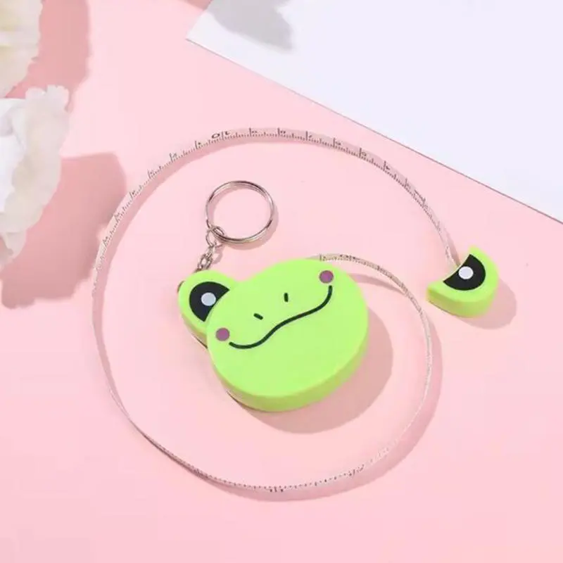 Cute Animal Tiger Panda Frog Piggy Tape Measure Portable Automatic Stretch Ruler Sewing Measure Ruler Keychain Household