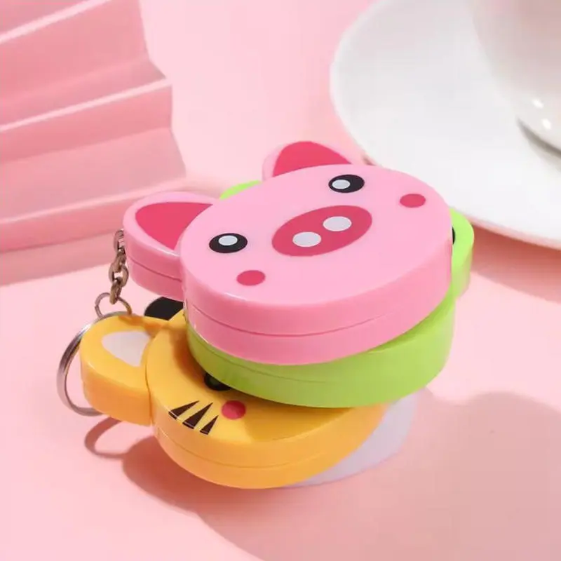 Cute Animal Tiger Panda Frog Piggy Tape Measure Portable Automatic Stretch Ruler Sewing Measure Ruler Keychain Household