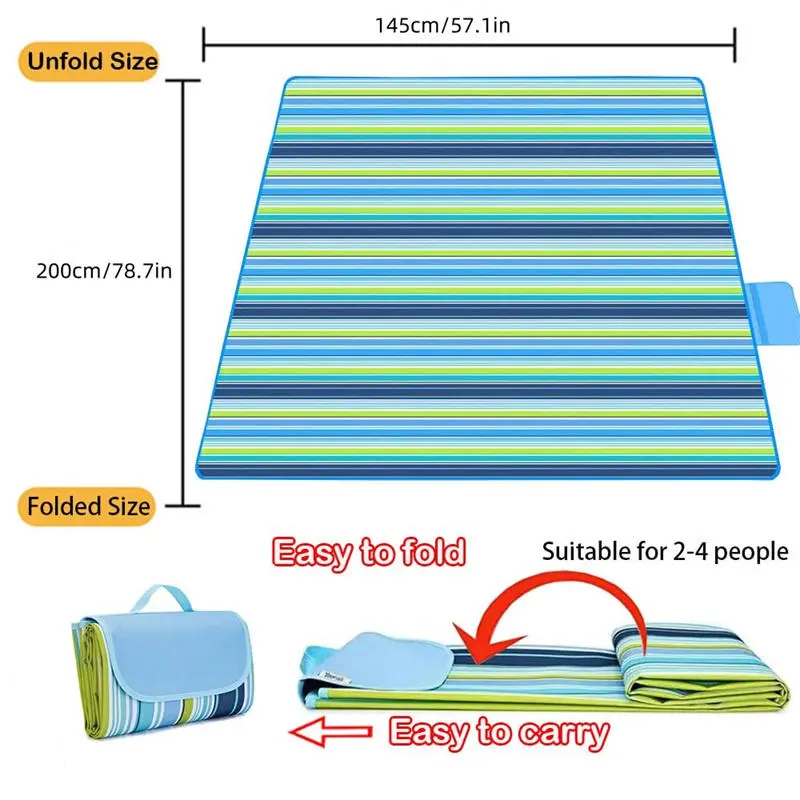 Oxford Cloth Outdoor Picnic Mat Foldable Backpack Design Moisture-proof Garden Lawn Mat Beach Mat Tent Mat Camping Supplies