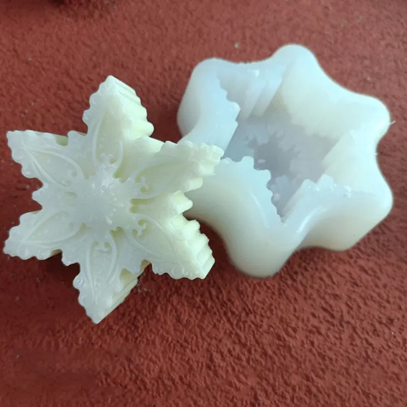 Christmas Snowflake Silicone Mold DIY Candle Soap Mold Aromatherapy Plaster Candle Decorating Mould Cake Decoration Resin Molds