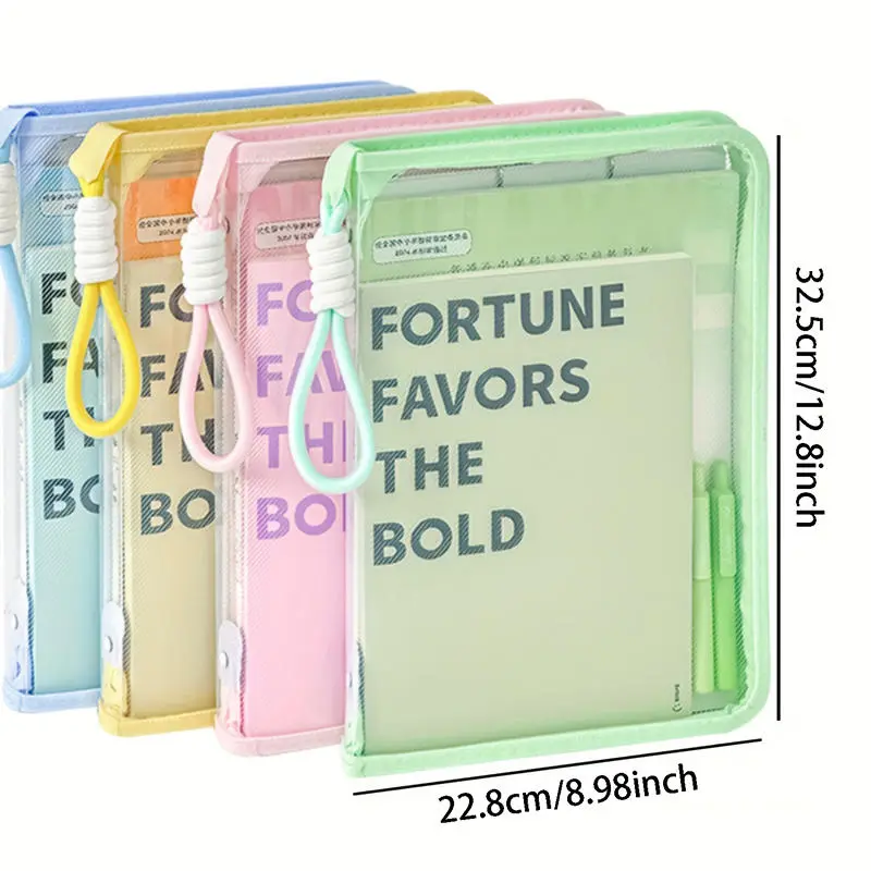 Zipper File Bag Transparent Storage Pouch with Handle Dustproof Organizer Folder Case Stationery Holder School Supplies A4
