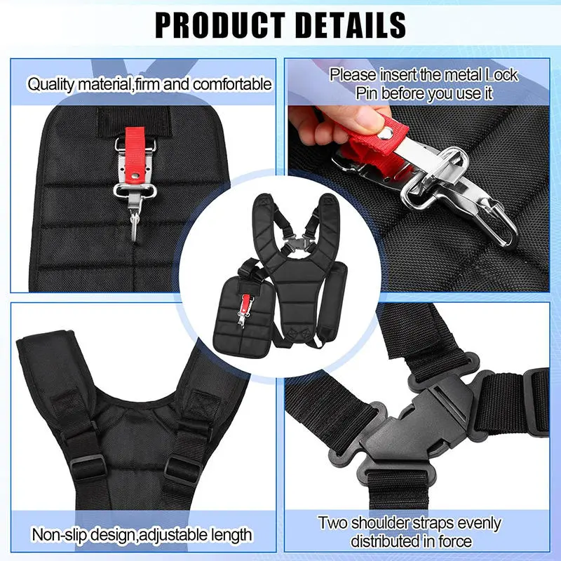 Lawn Mower Strap Shoulder Harness Belt Shoulders Carry Adjustable Black For Trimer Thick Double Trimmer Shoulder