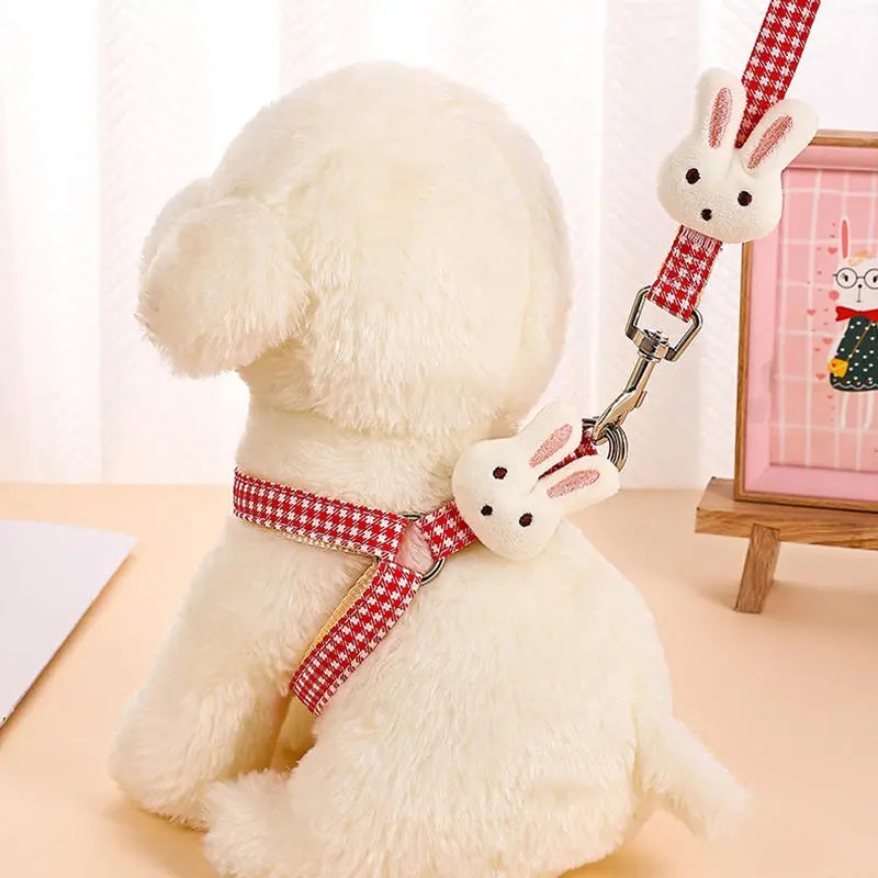 Dogs Adjustable Harness Leash Set Rabbit Style For Small Medium Dogs Harness Vest Chest Strap Pet Walking Outdoor Supplies