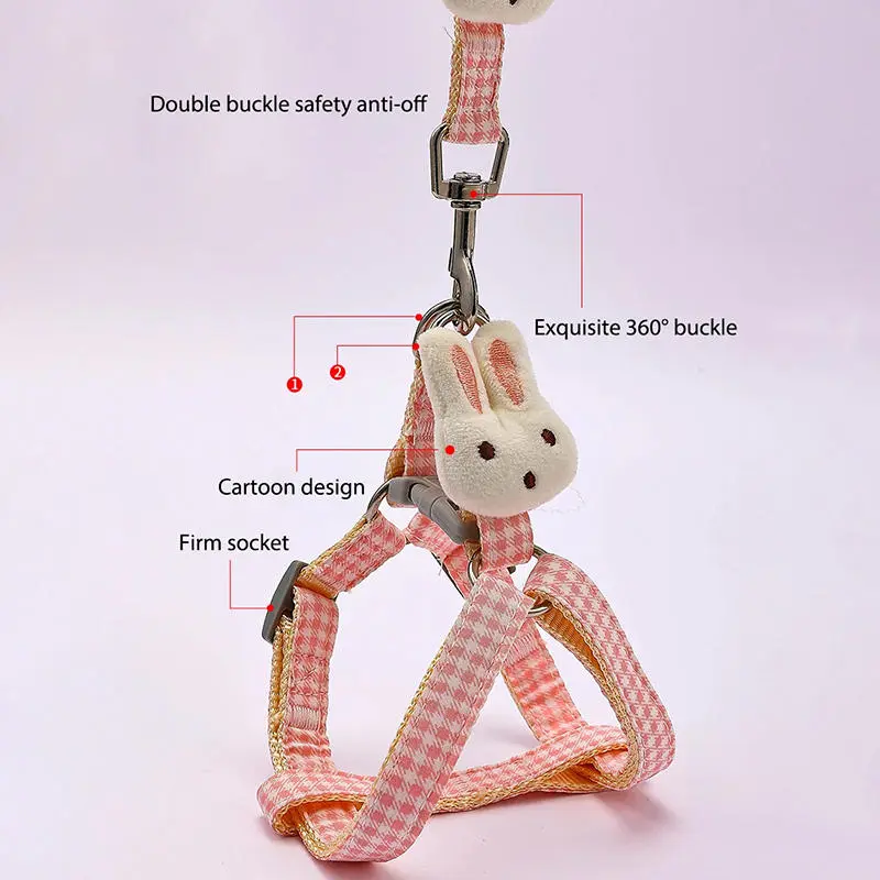 Dogs Adjustable Harness Leash Set Rabbit Style For Small Medium Dogs Harness Vest Chest Strap Pet Walking Outdoor Supplies