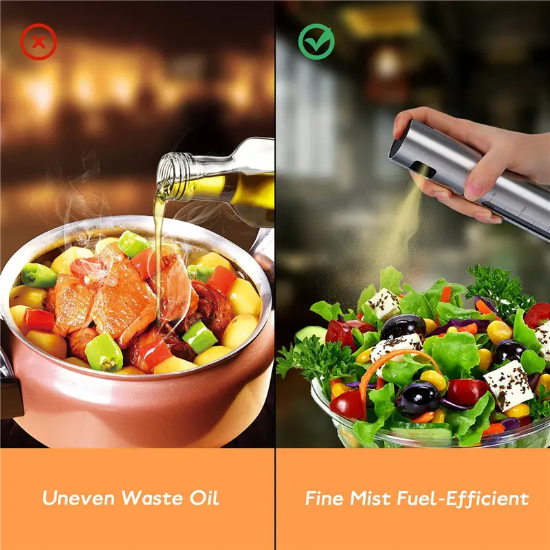 Stainless Steel Spray Oil Sprayer Bottle Spray Oil Dispenser Oil Jar Cruet BBQ Kitchen Baking Roasting Picnic Kitchen Tool