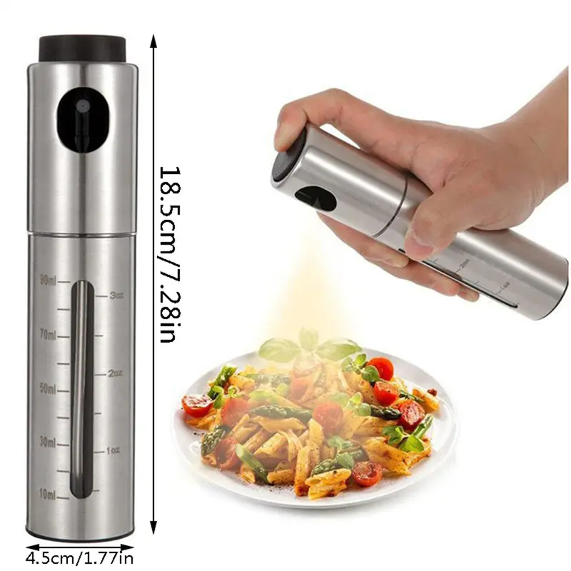 Stainless Steel Spray Oil Sprayer Bottle Spray Oil Dispenser Oil Jar Cruet BBQ Kitchen Baking Roasting Picnic Kitchen Tool