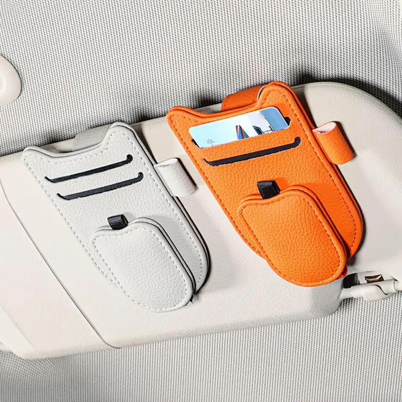 Car Sun Visor Glasses Case Holder Sunglasses Clip Ticket Card Clip Multifunction Portable Clip Auto Interior Accessories