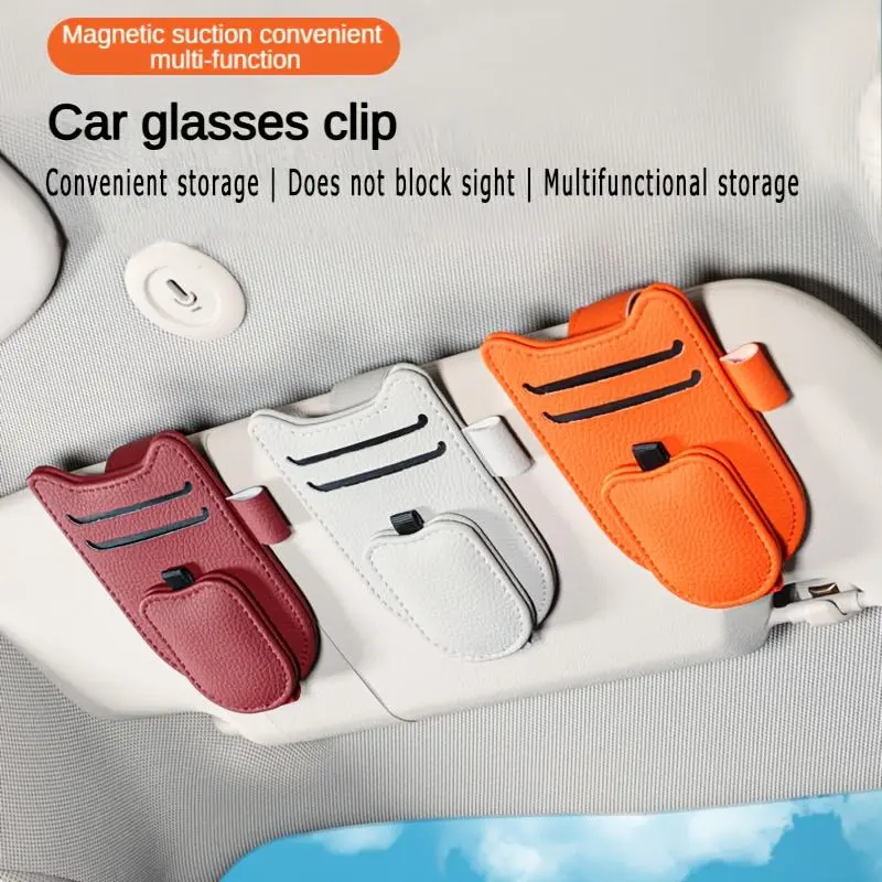 Car Sun Visor Glasses Case Holder Sunglasses Clip Ticket Card Clip Multifunction Portable Clip Auto Interior Accessories