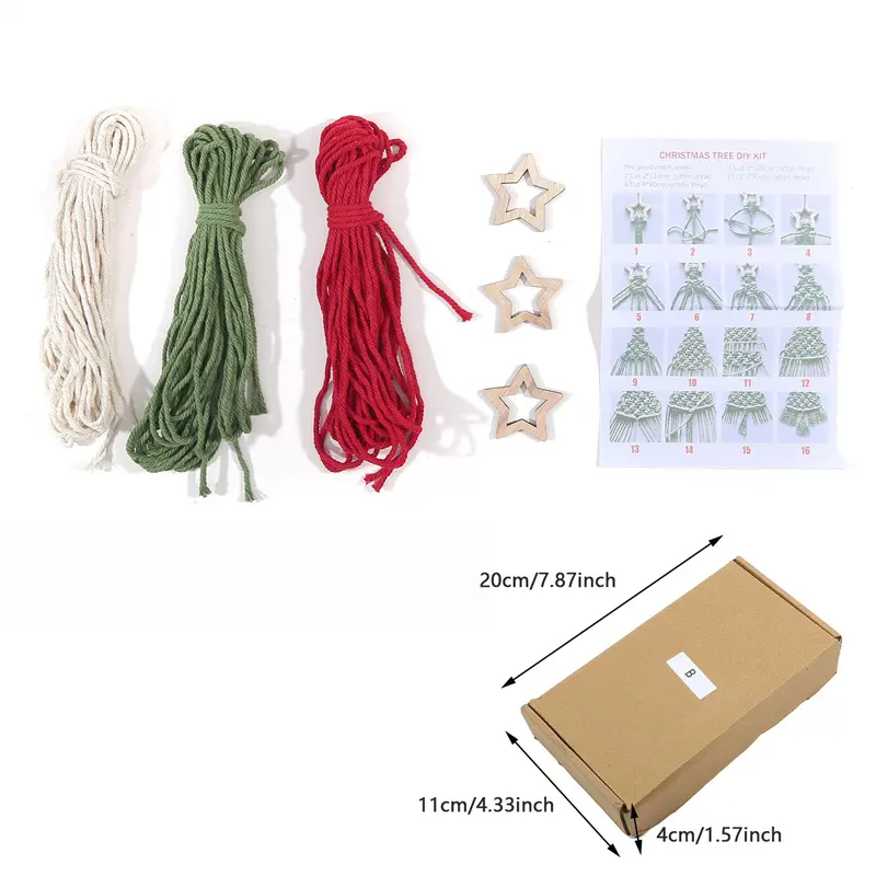 3PCS/Set Christmas Tree DIY Kits Woven Macrame Christmas Tree Set Wall Hangings Decor For Home Wall Hanging Ornament