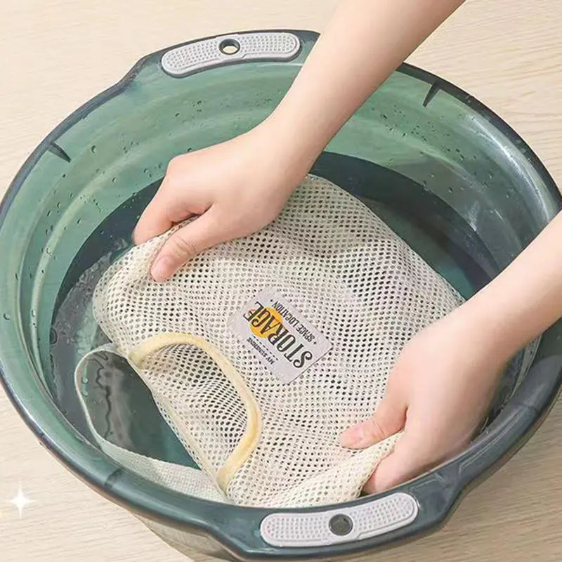 Vegetable Underwear Socks Sundries Storage Bag Hollow Widen Handle Hanging Net Portable Organizer Reusable Large Capacity