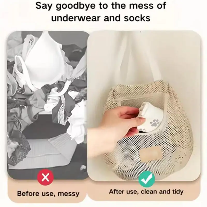 Vegetable Underwear Socks Sundries Storage Bag Hollow Widen Handle Hanging Net Portable Organizer Reusable Large Capacity