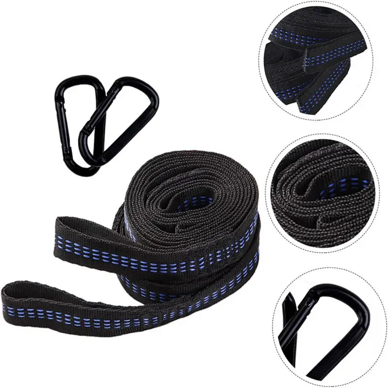 2PCS 2M High Bearing Capacity Hammock Straps Breaking Strength Polyester Hammock Belt Rope 5 Ring For Outdoor Hanging Beds