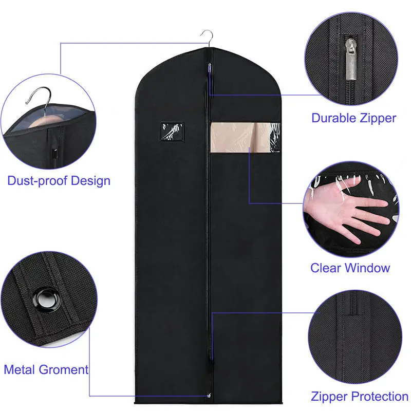 Dust proof Garment Protector Cover Bag Fully Enclosed Clothes Cover with Clothes Bags Hanging Durable Clothes Storage Bag