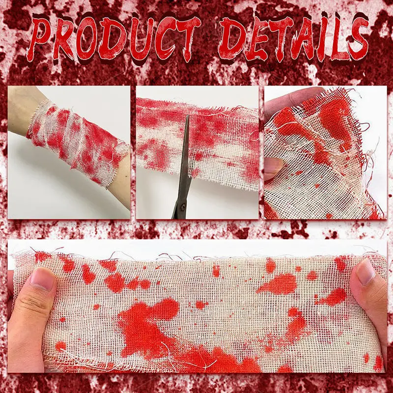Halloween Bloody Bandage Cloth Strips Blood Gauze Haunted House Warning Isolation Belt Home Horror Party Scene Decor Props