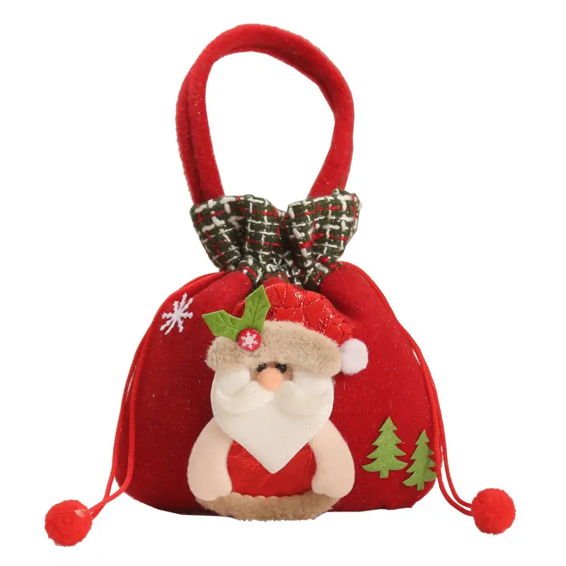 Christmas Decorations Cartoon Santa Claus Snowman Elk Gift Bag Merry Christmas Decor Children's Gift Bag Candy Bag Bundle Pocket