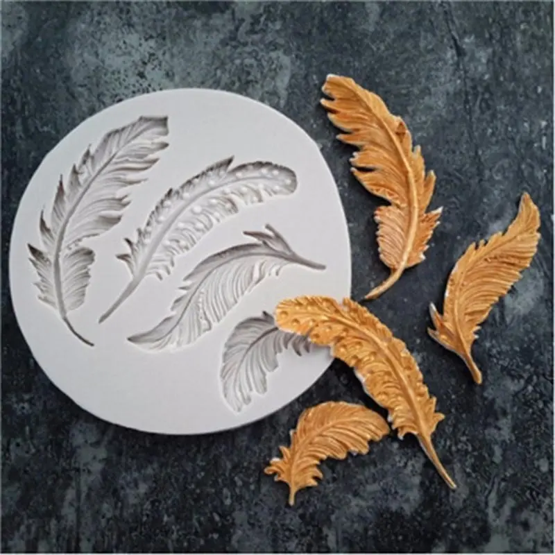 3D Rose Flower Silicone Fondant Soap Cake Mold Cupcake Jelly Candy Chocolate Decoration Baking Tool Moulds Leaf Deer Feather