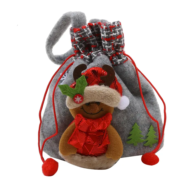 Christmas Decorations Cartoon Santa Claus Snowman Elk Gift Bag Merry Christmas Decor Children's Gift Bag Candy Bag Bundle Pocket