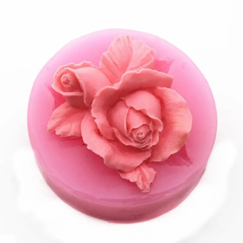 3D Rose Flower Silicone Fondant Soap Cake Mold Cupcake Jelly Candy Chocolate Decoration Baking Tool Moulds Leaf Deer Feather