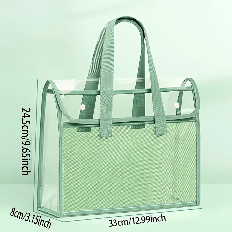 Student Large Capacity Bag Portable Transparent Waterproof Tote Folder Expandable File Storage Pocket With Built-In Organizer