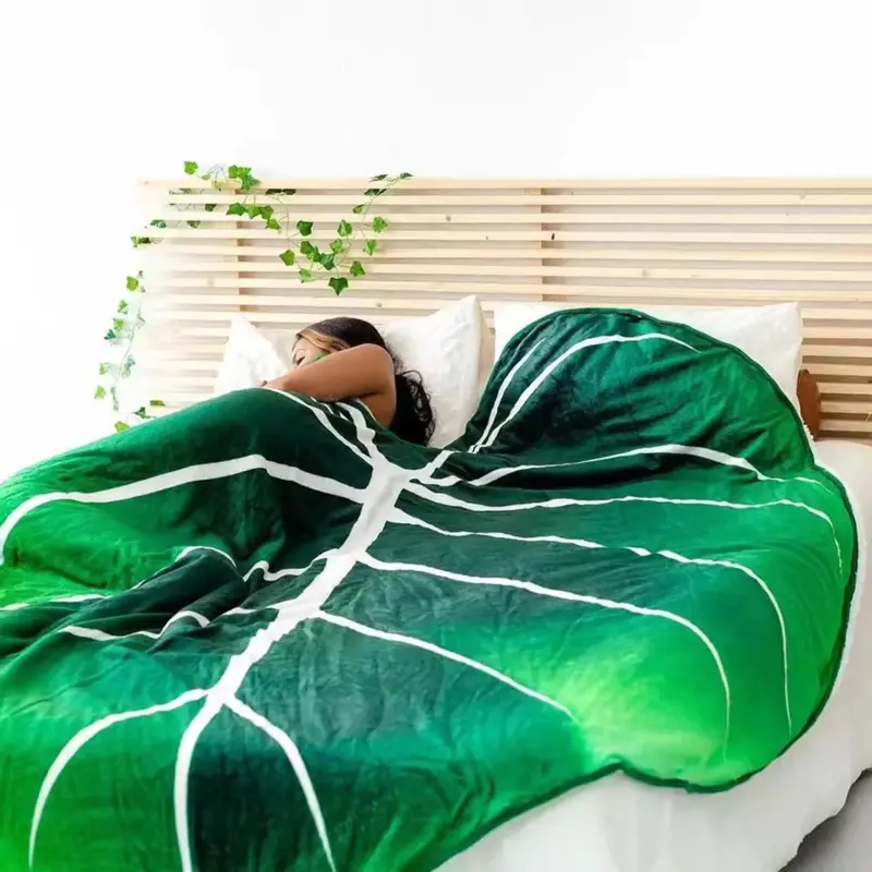 Large Leaf Blanket Soft Leaves Flannel  Leaf Blankets For Beds Sofa Cozy Beach Blanket Funny Birthday Gift Manta New