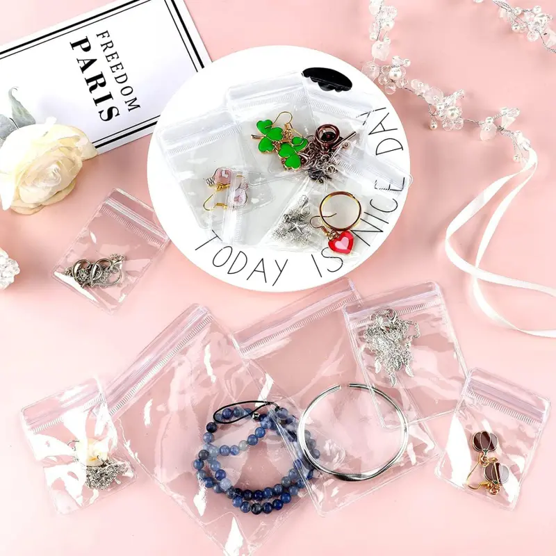 100Pcs Jewelry Storage Pouches Pvc Earrings Rings Bracelets Necklaces Storage Bags Clear Bags For Storage Jewelry Packing Bags