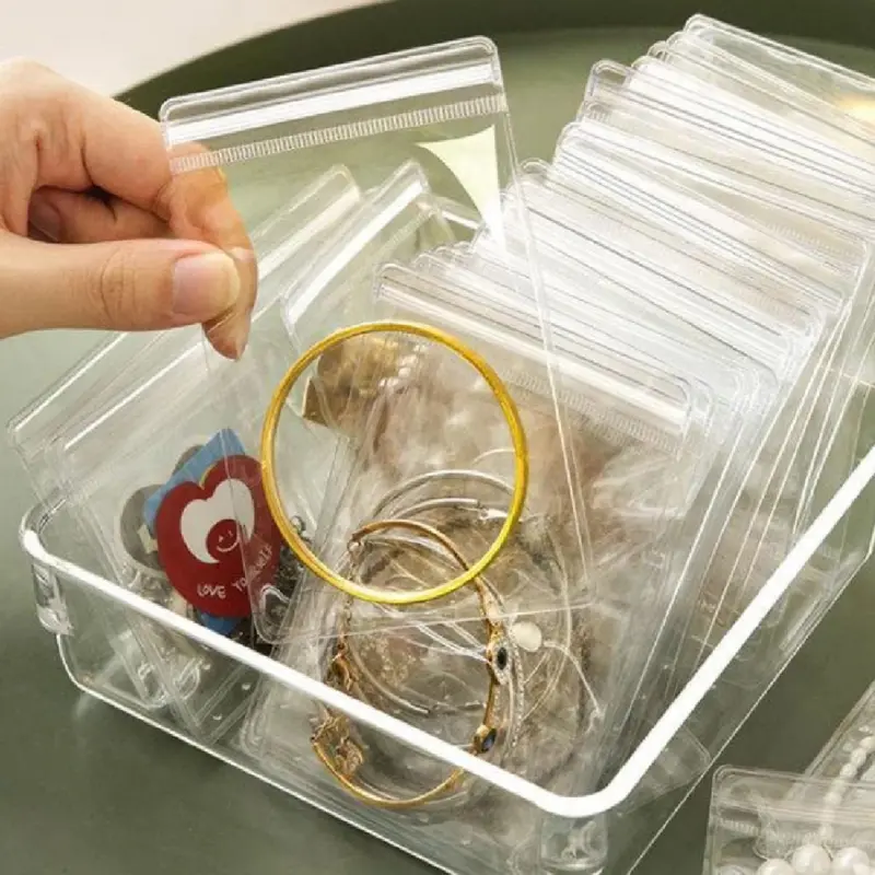 100Pcs Jewelry Storage Pouches Pvc Earrings Rings Bracelets Necklaces Storage Bags Clear Bags For Storage Jewelry Packing Bags