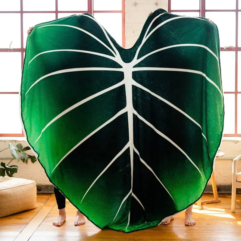 Large Leaf Blanket Soft Leaves Flannel  Leaf Blankets For Beds Sofa Cozy Beach Blanket Funny Birthday Gift Manta New