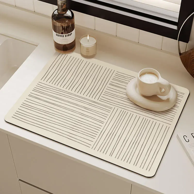 Simple Dish Drain Pad Rubber Drying Pad Non-slip Super Absorbent Mat Guard Countertop Protector Kitchen Accessories Coffee Pads