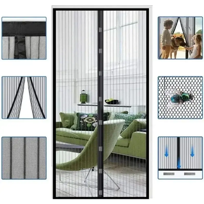 100x210CM Magnetic Door Curtain Net Door Anti Mosquito Insect Fly Bug Curtains Automatic Closing Door
