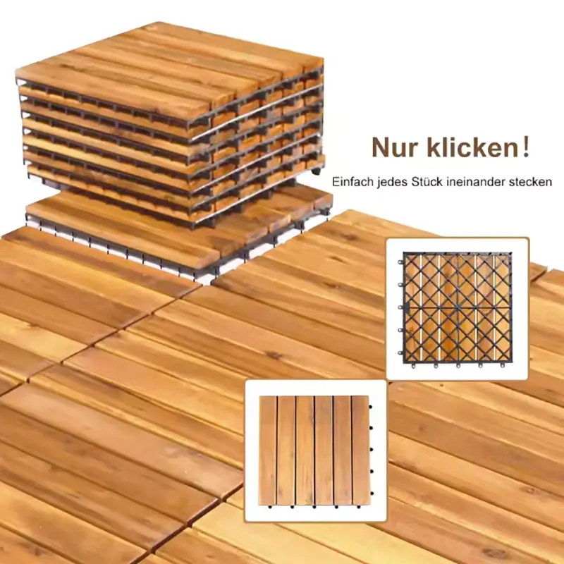 1-10pcs Anti Corrosion Wood Flooring Outdoor Carbonized Wood Flooring Balcony Courtyard Flooring Splicing Waterproof Solid