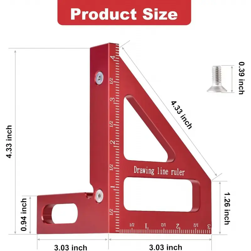 3D Multi-Angle Miter Triangle Ruler,45/90 Degree Aluminum Woodworking Square Protractor,High Precision Layout Measuring Tool