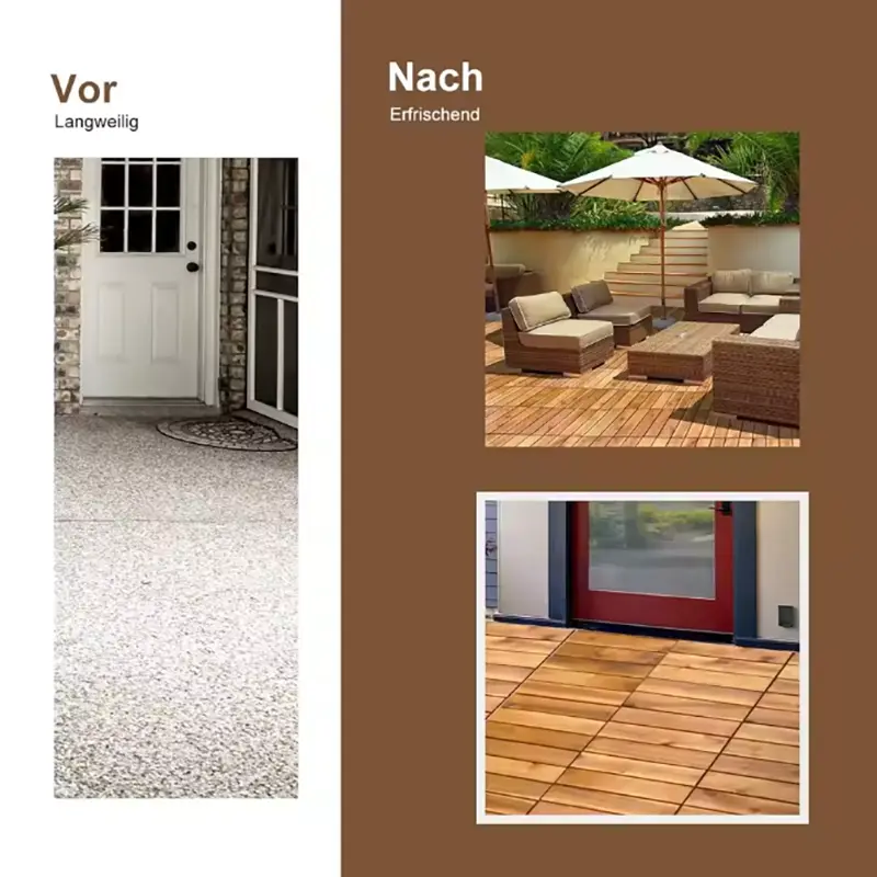 1-10pcs Anti Corrosion Wood Flooring Outdoor Carbonized Wood Flooring Balcony Courtyard Flooring Splicing Waterproof Solid