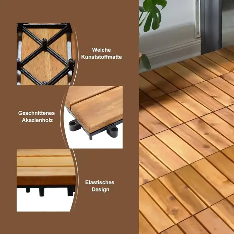 1-10pcs Anti Corrosion Wood Flooring Outdoor Carbonized Wood Flooring Balcony Courtyard Flooring Splicing Waterproof Solid